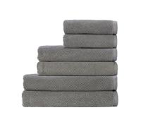Christy Brixton Family Bathroom Towel Set | 2 Bath Sheets 2 Bath Towels 2 Hand Towels | Invigorating Textured Finish | Super Absorbent | 6 Piece Set | Titanium Grey