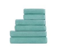 Christy Brixton Family Bathroom Towel Set | 2 Bath Sheets 2 Bath Towels 2 Hand Towels | Invigorating Textured Finish | Super Absorbent | 6 Piece Set | Mineral Blue