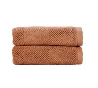 Christy Brixton Hand Towel Set | Pack of 2 | Invigorating Textured Finish | Super Absorbent | Luxury Bathroom Towels | Terracotta Orange Brown