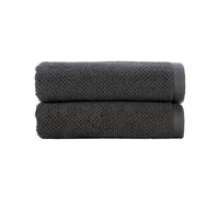 Christy Brixton Hand Towel Set | Pack of 2 | Invigorating Textured Finish | Super Absorbent | Luxury Bathroom Towels | Liquorice Dark Grey