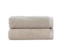 Christy Brixton Hand Towel Set | Pack of 2 | Invigorating Textured Finish | Super Absorbent | Luxury Bathroom Towels | Pebble Beige
