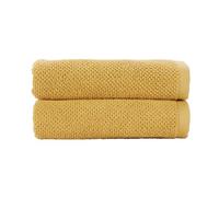 Christy Brixton Hand Towel Set | Pack of 2 | Invigorating Textured Finish | Super Absorbent | Luxury Bathroom Towels | Saffron Yellow