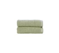 Christy Brixton Hand Towel Set | Pack of 2 | Invigorating Textured Finish | Super Absorbent | Luxury Bathroom Towels | Khaki Green