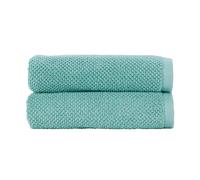 Christy Brixton Hand Towel Set | Pack of 2 | Invigorating Textured Finish | Super Absorbent | Luxury Bathroom Towels | Mineral Blue