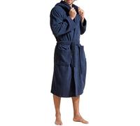 Christy Brixton Hooded Bath Robe | Stylish Textured Weave | Durable Tactile Design | Sustainably Manufactured | Men's Bathrobe | 100% Cotton Dressing Gown | Size Large | Midnight Navy Colour