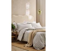Christy Calder Stripe King Duvet Set | 100% Cotton | Cool Crisp Cotton Percale | Heritage Inspired Varietaged Stripes Design | Blue and Brown