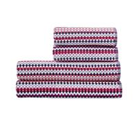 Christy Carnaby Stripe Bath Sheet Set | 4 Pieces | 100% Combed Turkish Cotton | Retro Boho Design | Heavyweight 550GSM Bathroom Towel | Berry