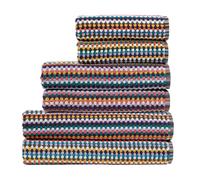 Christy Carnaby Stripe Family Towel Set | 6 Pieces | 100% Combed Turkish Cotton | Retro Boho Design | Heavyweight 550GSM Bathroom Towel | Multi