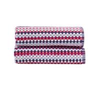 Christy Carnaby Stripe Hand Towel Set | 2 Pieces | 100% Combed Turkish Cotton | Retro Boho Design | Heavyweight 550GSM Bathroom Towel | Berry