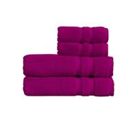 Christy Chroma Bath Sheet Set | Set of 4 | 2 Hand Towels 2 Bath Sheets | Highly Absorbent Heavyweight 675GSM | Bold and Bright | Soft Smooth Shower Towels | 100% Cotton | Plum Purple