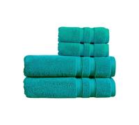 Christy Chroma Bath Sheet Set | Set of 4 | 2 Hand Towels 2 Bath Sheets | Highly Absorbent Heavyweight 675GSM | Bold and Bright | Soft Smooth Shower Towels | 100% Cotton | Vivid Teal