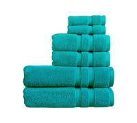 Christy Chroma Bath Sheet Set | Set of 6 | 2 Face 2 Hand 2 Bath Sheets | Highly Absorbent Heavyweight 675GSM | Bold and Bright | Soft Smooth Shower Towels | 100% Cotton | Vivid Teal