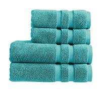 Christy Chroma Bathroom Towel Set | Set of 4 | 2 Bath 2 Hand | Highly Absorbent Heavyweight 675GSM | Bold and Bright | Soft Smooth Shower Towels | 100% Cotton | Sustainably Made | Vivid Teal