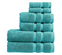 Christy Chroma Bathroom Towel Set | Set of 6 | 2 Bath 2 Hand 2 Face | Highly Absorbent Heavyweight 675GSM | Bold and Bright | Soft Smooth Shower Towels | 100% Cotton | Sustainably Made | Vivid Teal