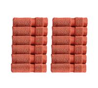 Christy Chroma Face Cloths Set | Pack of 12 | Soft Velvety Smooth Bathroom Flannels | Bold and Bright | Face and Body Wash Cloths | 100% Cotton | Burnt Sienna Red