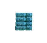 Christy Chroma Face Cloths Set | Pack of 4 | Soft Velvety Smooth Bathroom Flannels | Bold and Bright | Face and Body Wash Cloths | 100% Cotton | Vivid Teal