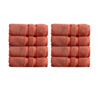 Christy Chroma Hand Towels Set | Pack of 8 | Highly Absorbent Heavyweight 675GSM | Bold and Bright | Soft Velvety Smooth Bathroom Towels | 100% Cotton | Burnt Sienna Red