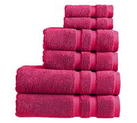 Christy Chroma Pink Towel Set | Set of 6 | 2 Bath 2 Hand 2 Face | Highly Absorbent Heavyweight 675GSM | Bold and Bright | Soft Smooth Bathroom Shower Towels | 100% Cotton | Sustainably Made | Orchid