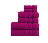 Christy Chroma Purple Towels Set | Set of 6 | 2 Bath 2 Hand 2 Face | Highly Absorbent Heavyweight 675GSM | Bold and Bright | Soft Smooth Bathroom Shower Towels | 100% Cotton | Sustainably Made | Plum