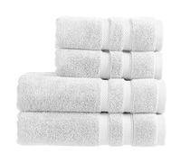 Christy Chroma Towel Set | Set of 4 | 2 Bath 2 Hand | Highly Absorbent Heavyweight 675GSM | Bold and Bright | Soft Smooth Bathroom Shower Towels | 100% Cotton | Sustainably Made | White