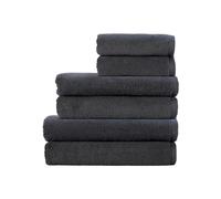 Christy Cirrus Family Towel Set | 6 Pieces | 2 Hand 2 Bath Towels 2 Bath Sheets | Quick Dry | Super Soft and Fluffy | Lightweight Bathroom Shower Towels | 100% Cotton | Charcoal Grey
