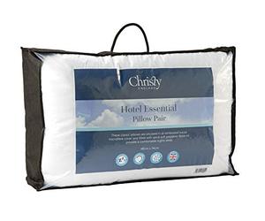 Christy Classic Non-Feather Essential Pillow Pair | Medium/Firm | Luxuriously plush and soft | 233 Thread Count | UK Manufactured | White