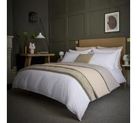 Christy Classic Percale Super King Duvet Set | 200 Thread Count | Grosgrain Ribbon Trim | Cool and Crisp | Navy Blue