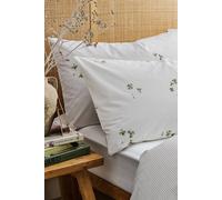 CHRISTY 'Clover' Romantic Floral Cotton Percale Standard Pillowcase Pair in White Christy White