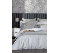 Christy Coniston Cotton Sateen Double Duvet Set | Platinum | 400 Thread Count | Hotel Luxury Bed Linen