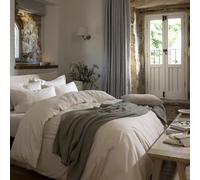 Christy Flannel Marl Double Duvet Set | 100% Brushed Cotton | Tranquil Muted Palette Quilt Cover Set | Timeless Bedding | Cosy Relaxed Bed Linen | Oat Beige