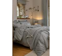 Christy Flannel Stripe Single Duvet Set | 100% Brushed Cotton | Stripe Design Quilt Cover Set | Timeless Bedding | Cosy Relaxed Bed Linen | Silver Grey