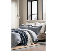 CHRISTY 'Gingham Oxford' Yarn Dyed Cotton Duvet Cover Set in Blue | Size: Super King Christy Blue Super King