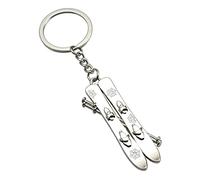 CHRISTY HARRELL Metal Keychain, Winter Snow Ice Sports Skiing Skateboard Pendant Key Ring Birthday Gift for Men and Women Skier Ski Lovers