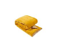 Christy Jaipur Luxury Quilted Throw | Silky Soft and Smooth Cotton Velvet | Generously Filled Plush Blanket | 140cm x 200cm | Turmeric Yellow
