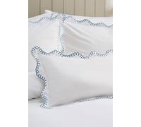 CHRISTY 'Lucerne Scallop' Luxury Cotton Sateen Boudoir Cushion in Indigo | Size: 30 cm x 50 cm Christy Indigo 30 cm x 50 cm