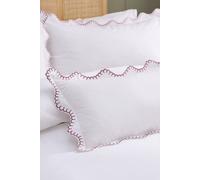 CHRISTY 'Lucerne Scallop' Luxury Cotton Sateen Boudoir Cushion in Raspberry | Size: 30 cm x 50 cm Christy Raspberry 30 cm x 50 cm