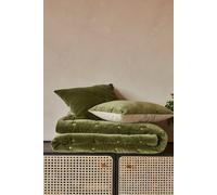 CHRISTY Luxury Quilted Velvet 'Jaipur' Throw in Olive | Size: 140 cm x 200 cm Christy Olive 140 cm x 200 cm
