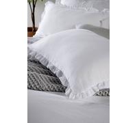'Organic Retreat' Double Layer Cotton Ruffle Design Oxford Pillowcase Pair Christy White One Size