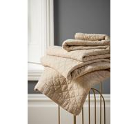 Christy Porto Warm Quilted Throw | Smooth and Soft | Diamond Pattern Design | 100% Cotton | 140cm x 180cm | Biscuit Beige