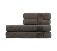 Christy Prism Bath Sheet Set | 4 pieces | Vibrant Colours | 100% Turkish Cotton | Super Soft and Fluffy | Quick Dry | 2 Bath Sheets 2 Hand Towels | Tarmac Dark Brown