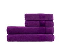 Christy Prism Bath Sheet Set | 4 pieces | Vibrant Colours | 100% Turkish Cotton | Super Soft and Fluffy | Quick Dry | 2 Bath Sheets 2 Hand Towels | Crushed Grape Purple