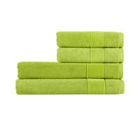Christy Prism Bath Sheet Set | 4 pieces | Vibrant Colours | 100% Turkish Cotton | Super Soft and Fluffy | Quick Dry | 2 Bath Sheets 2 Hand Towels | Mojito Light Green