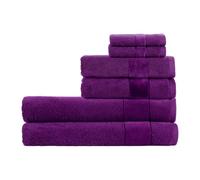 Christy Prism Bath Sheet Set | 6 pieces | Vibrant Colours | 100% Turkish Cotton | Super Soft and Fluffy | Quick Dry | 2 Bath Sheets 2 Hand Towels 2 Face Cloths | Crushed Grape Purple
