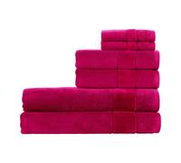 Christy Prism Bath Sheet Set | 6 pieces | Vibrant Colours | 100% Turkish Cotton | Super Soft and Fluffy | Quick Dry | 2 Bath Sheets 2 Hand Towels 2 Face Cloths | Very Berry Pink