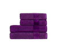 Christy Prism Bath Towel Set | 4 pieces | Vibrant Colours | 100% Turkish Cotton | Super Soft and Fluffy | Quick Dry | 2 Bath Towels 2 Hand Towels | Crushed Grape Purple