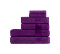 Christy Prism Bath Towel Set | 6 pieces | Vibrant Colours | 100% Turkish Cotton | Super Soft and Fluffy | Quick Dry | 2 Bath Towels 2 Hand Towels 2 Face Cloths | Crushed Grape Purple