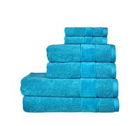 Christy Prism Bath Towel Set | 6 pieces | Vibrant Colours | 100% Turkish Cotton | Super Soft and Fluffy | Quick Dry | 2 Bath Towels 2 Hand Towels 2 Face Cloths | Poolside Blue