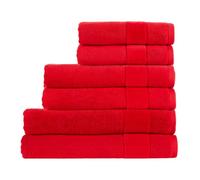 Christy Prism Family Towel Set | 6 pieces | Vibrant Colours | 100% Turkish Cotton | Super Soft and Fluffy | Quick Dry | 2 Bath Sheets 2 Bath Towels 2 Hand Towels | Fire Engine Red