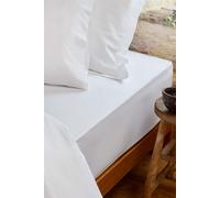 CHRISTY Pure Cotton Percale Fitted Sheets in White | Size: Double Fitted Christy White Double Fitted