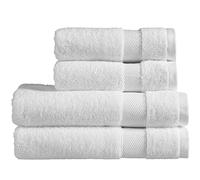 Christy Refresh Bath Towel Set | Set of 4 | 2 Bath 2 Hand | Quick Dry | Gentle Pastel Tones | Soft Absorbent Bathroom Towels | 100% Cotton 550GSM | White